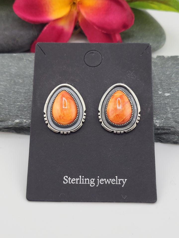 Orange Spiny Oyster Post Back Studs