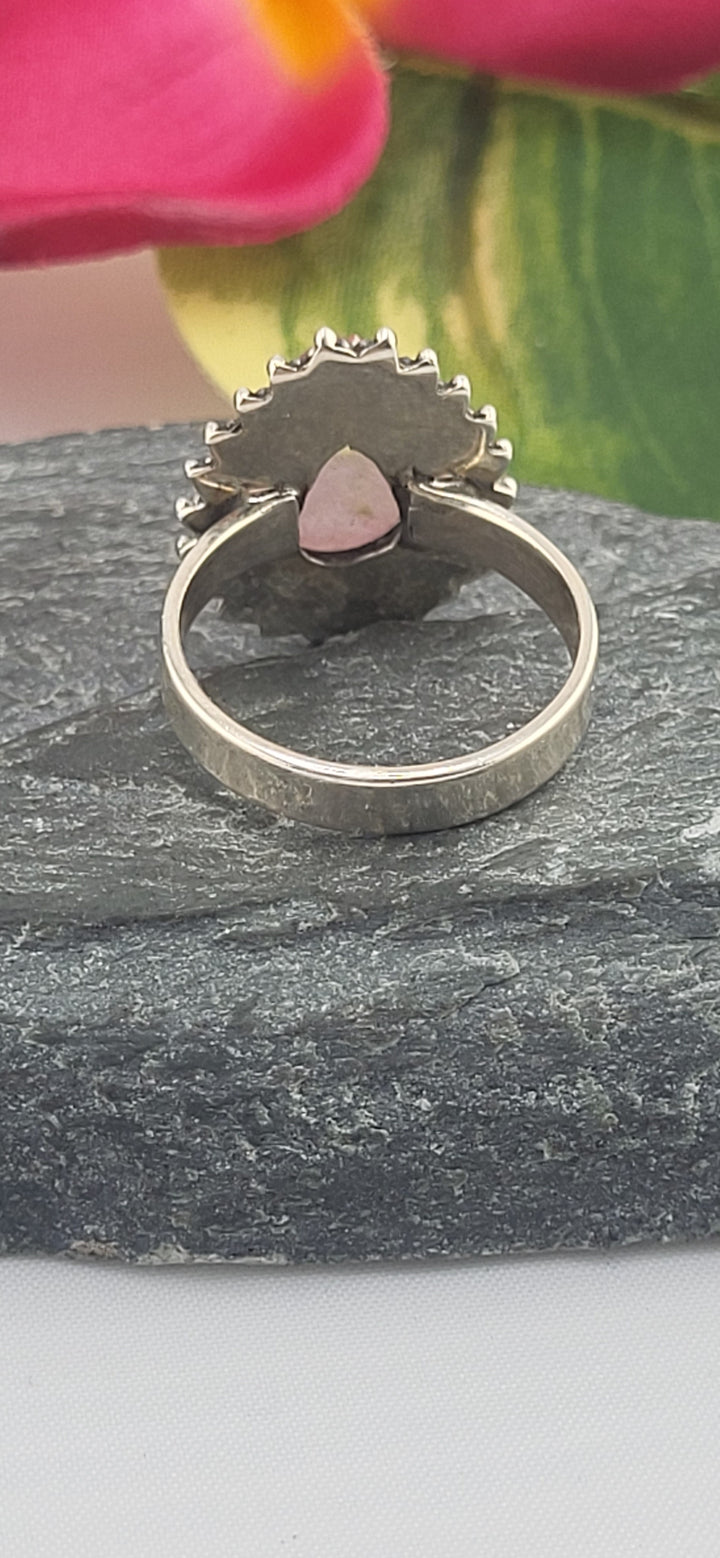 Morganite and 925 Sterling Silver Ring Size 6.5