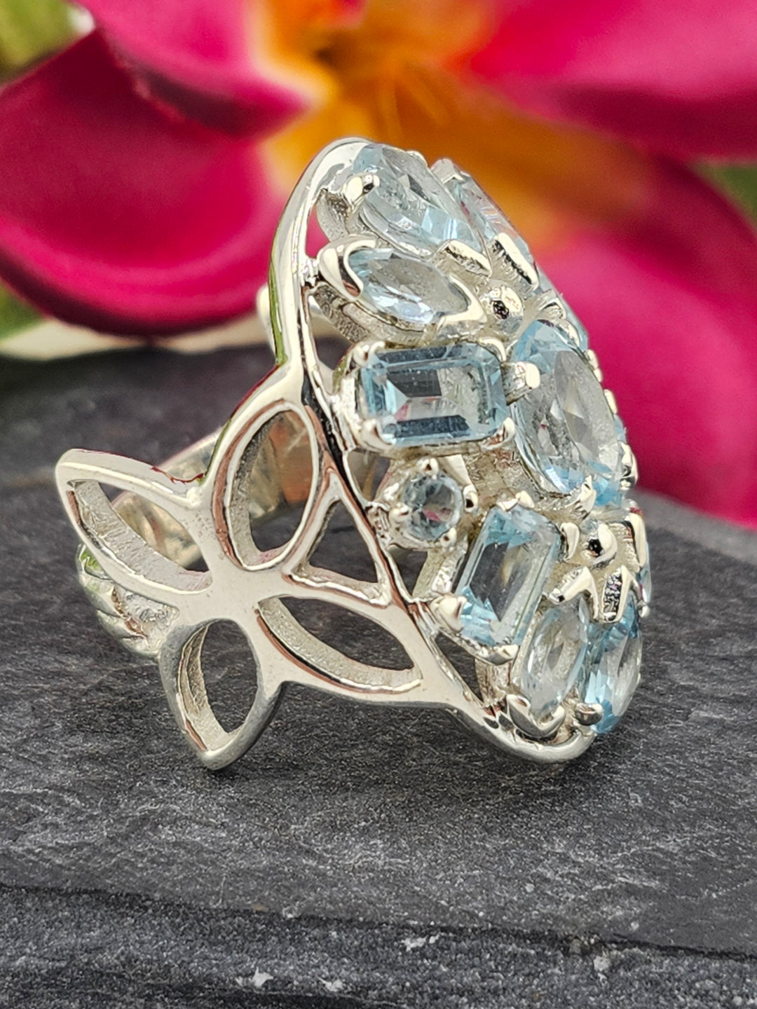 Cluster Topaz Ring Size 8