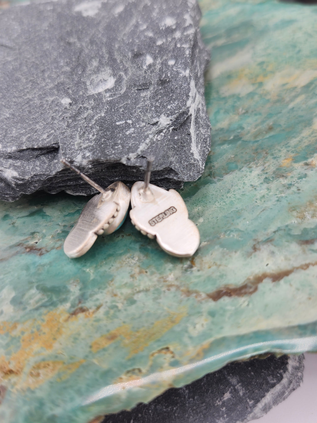 Southwest 925 Sterling Silver Dry Creek Turquoise Stud Earrings