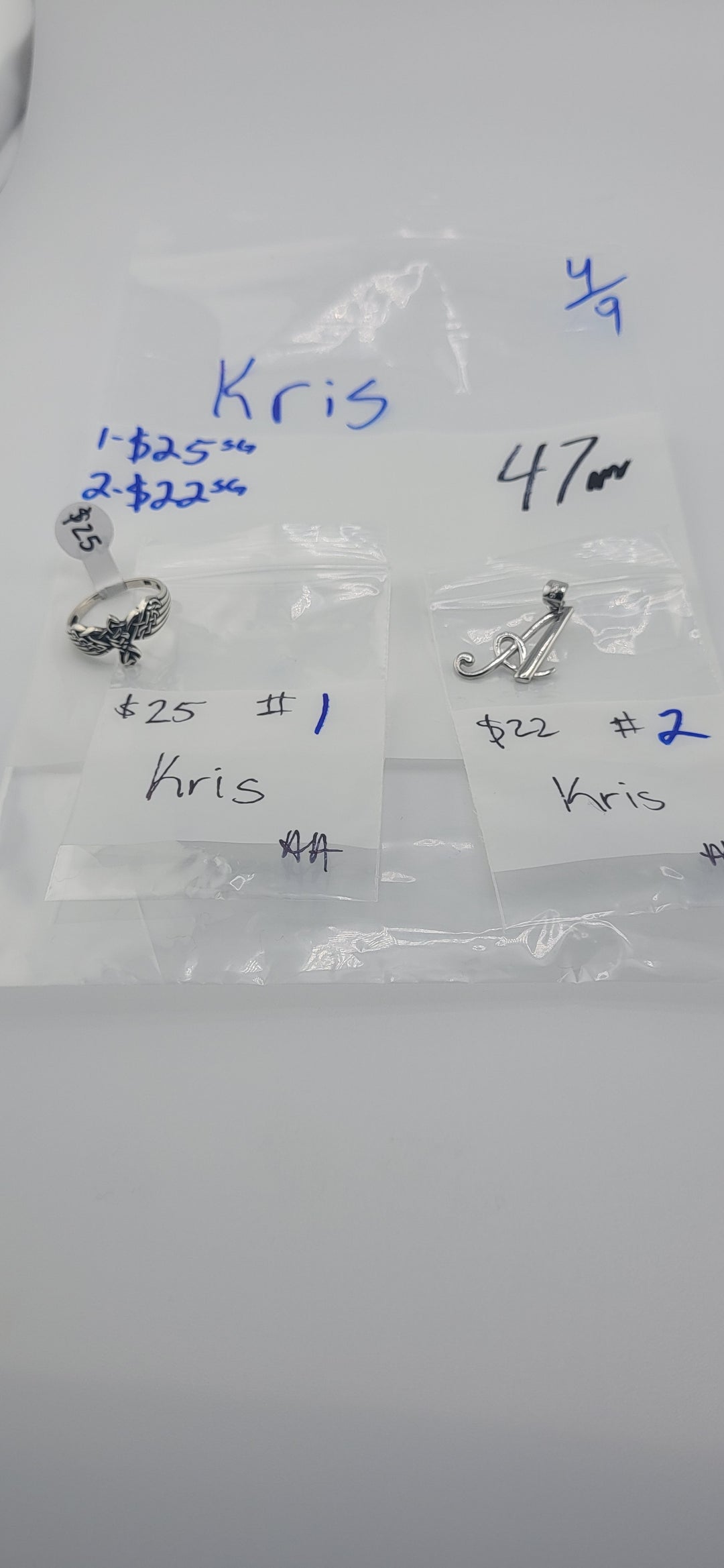 RESERVED FOR: Kris - 4/9/2025 tiktok Live Show - 2 Sterling Silver Items
