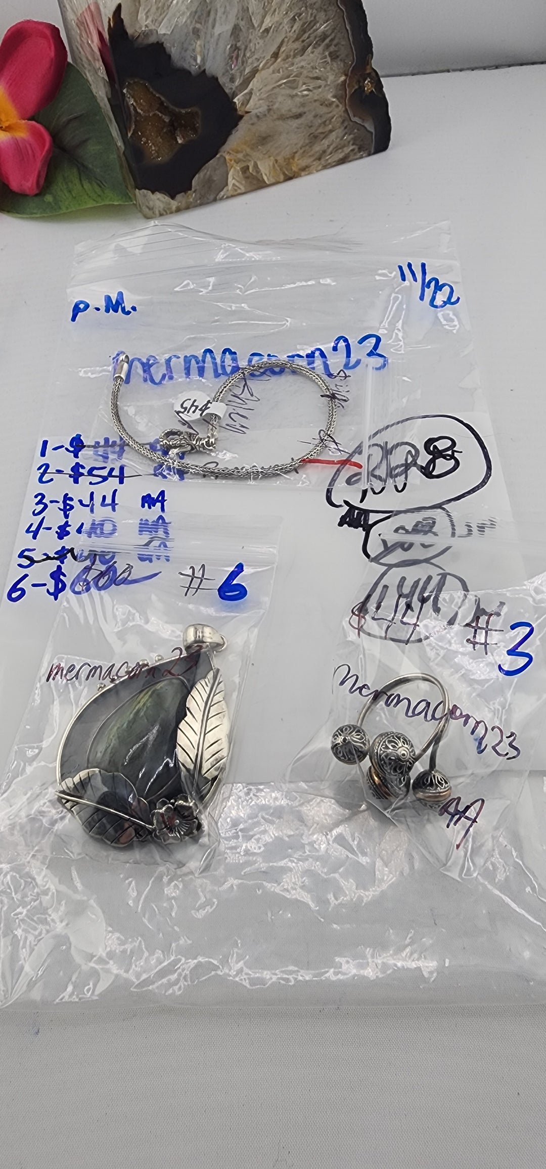 PM SHOW 48HR - RESERVED FOR: mermamcorn23 - 11/22/2025 tiktok Live Show - 3 Sterling Silver Items