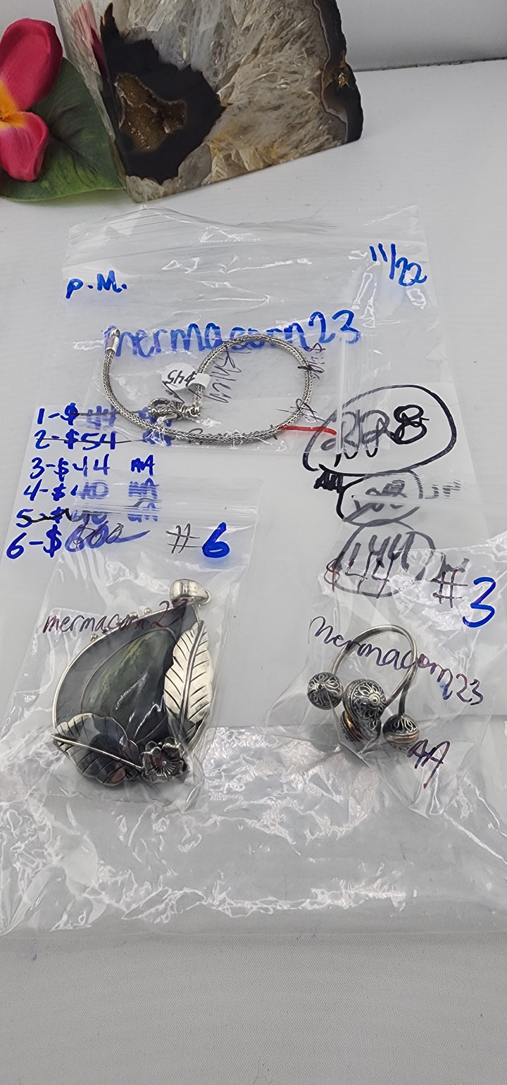 PM SHOW 48HR - RESERVED FOR: mermamcorn23 - 11/22/2025 tiktok Live Show - 3 Sterling Silver Items