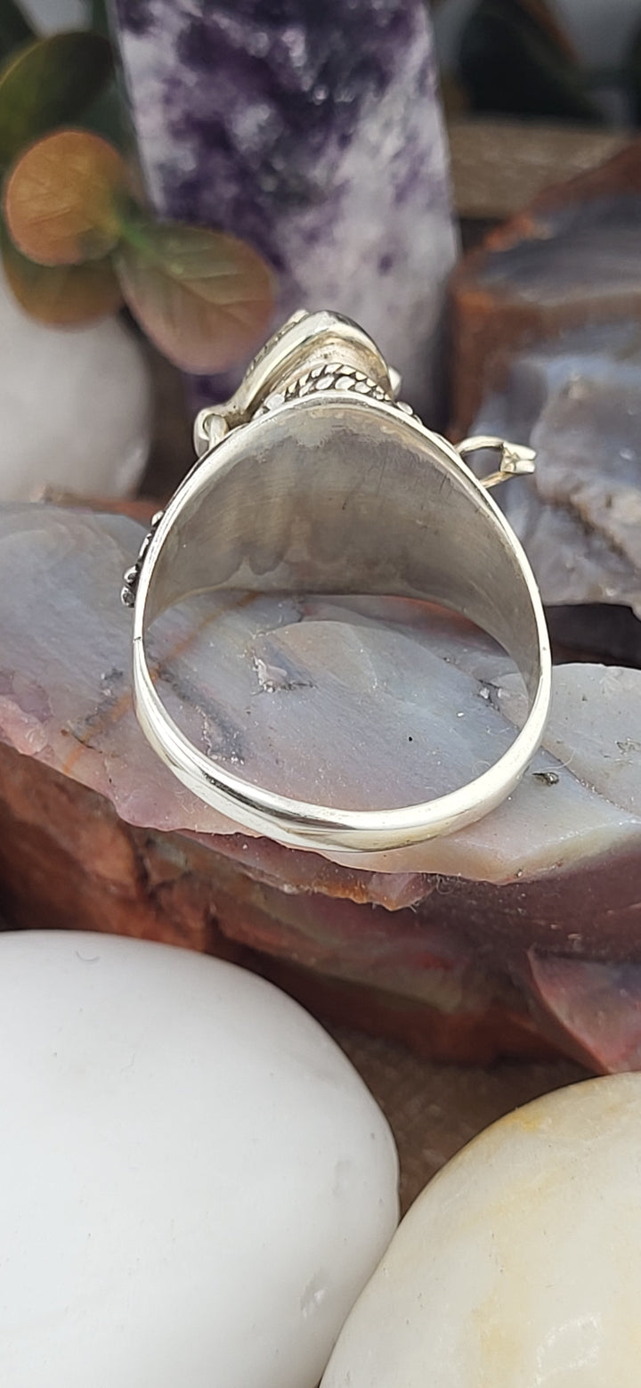 Amethyst & 925 Sterling Silver Lockett Ring Size 10