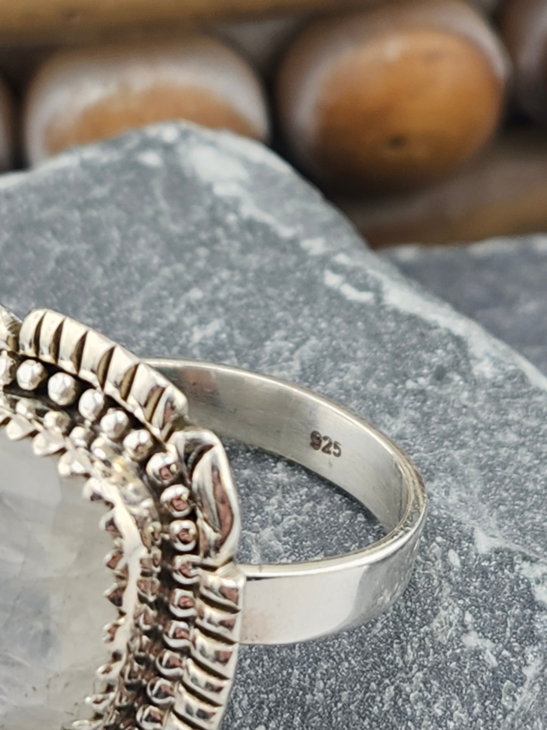 Faceted Moonstone Ring Size 9