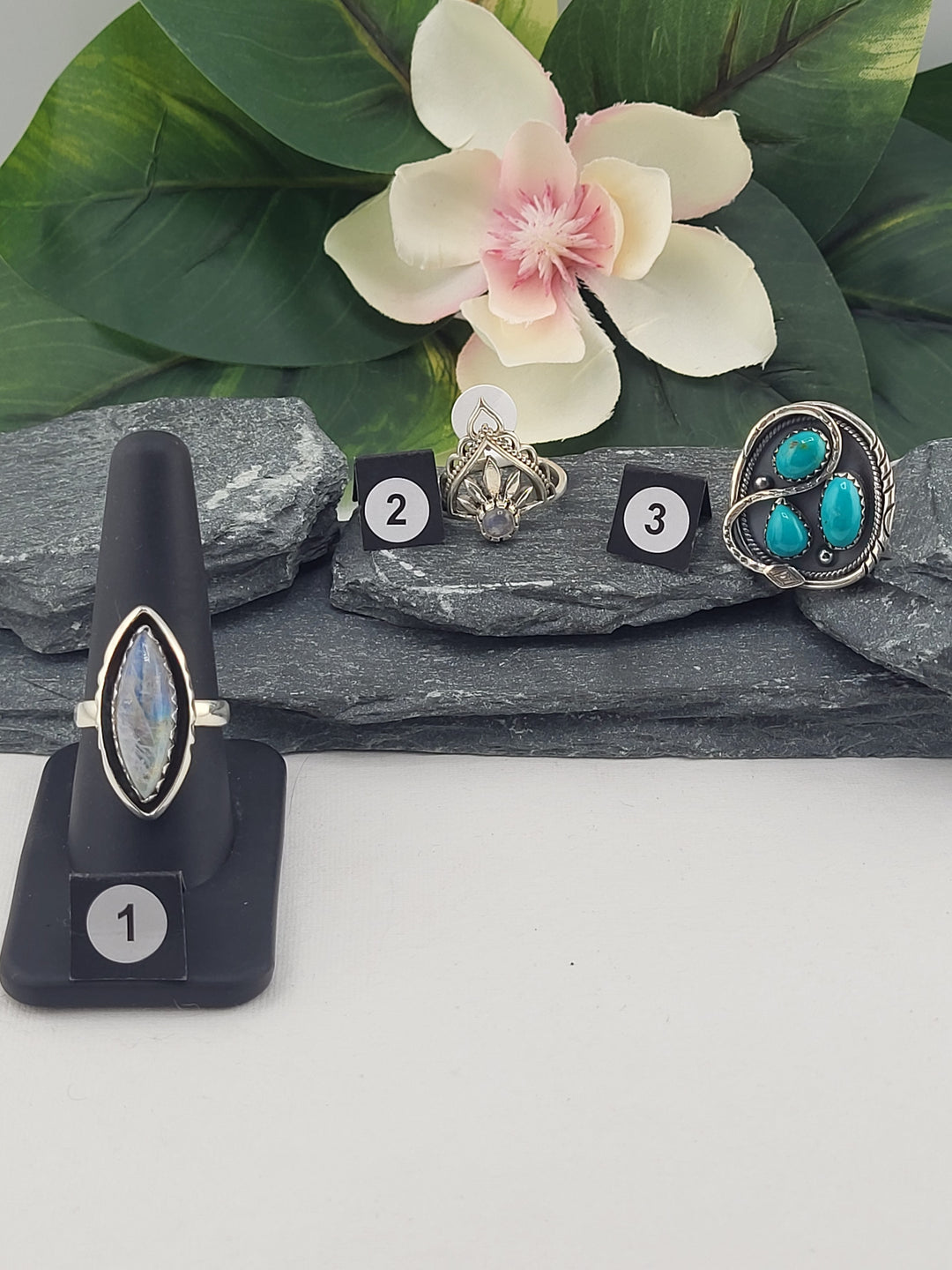 RESERVED FOR: Flower & Moon Crystals -12/26/2024 - 3 Sterling Silver Items