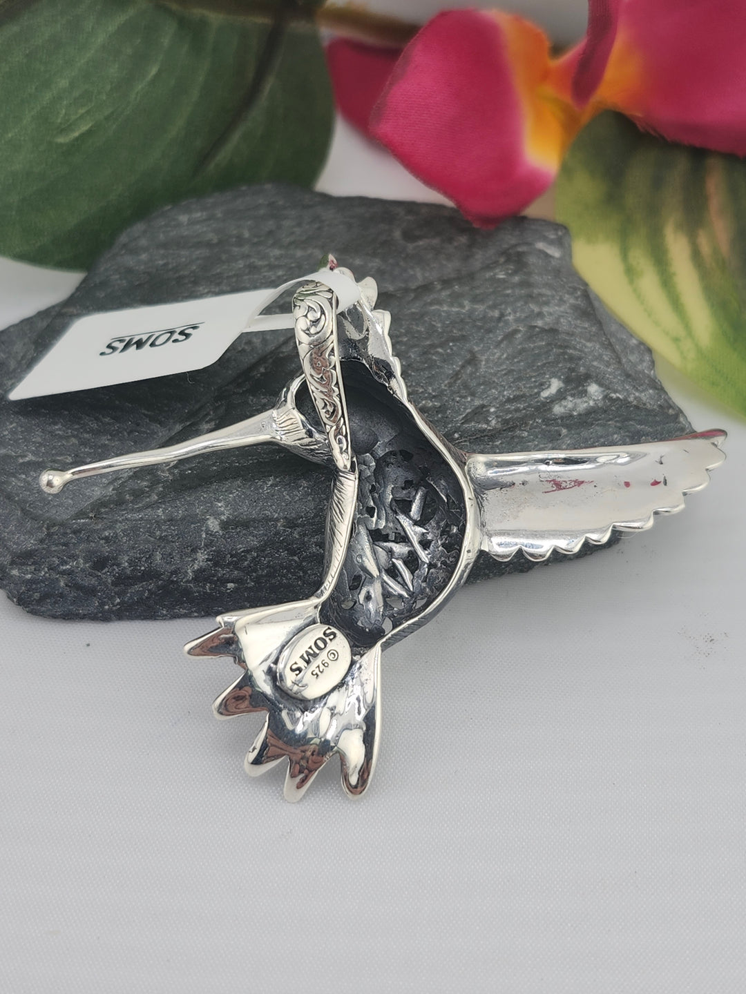 Designer SOMS 925 Sterling Silver Hummingbird Pendant