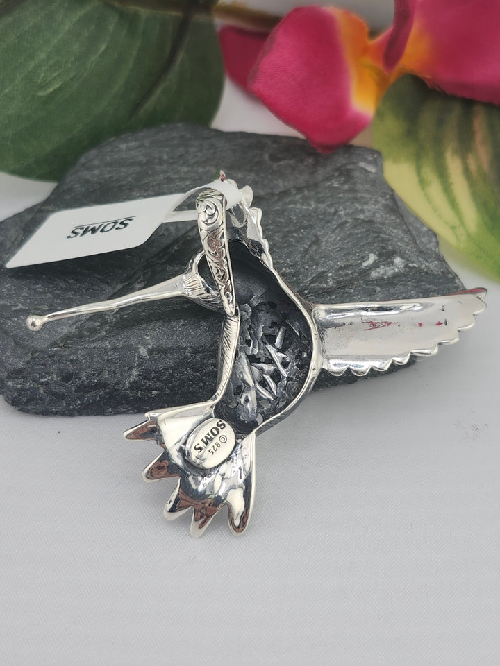 Designer SOMS 925 Sterling Silver Hummingbird Pendant