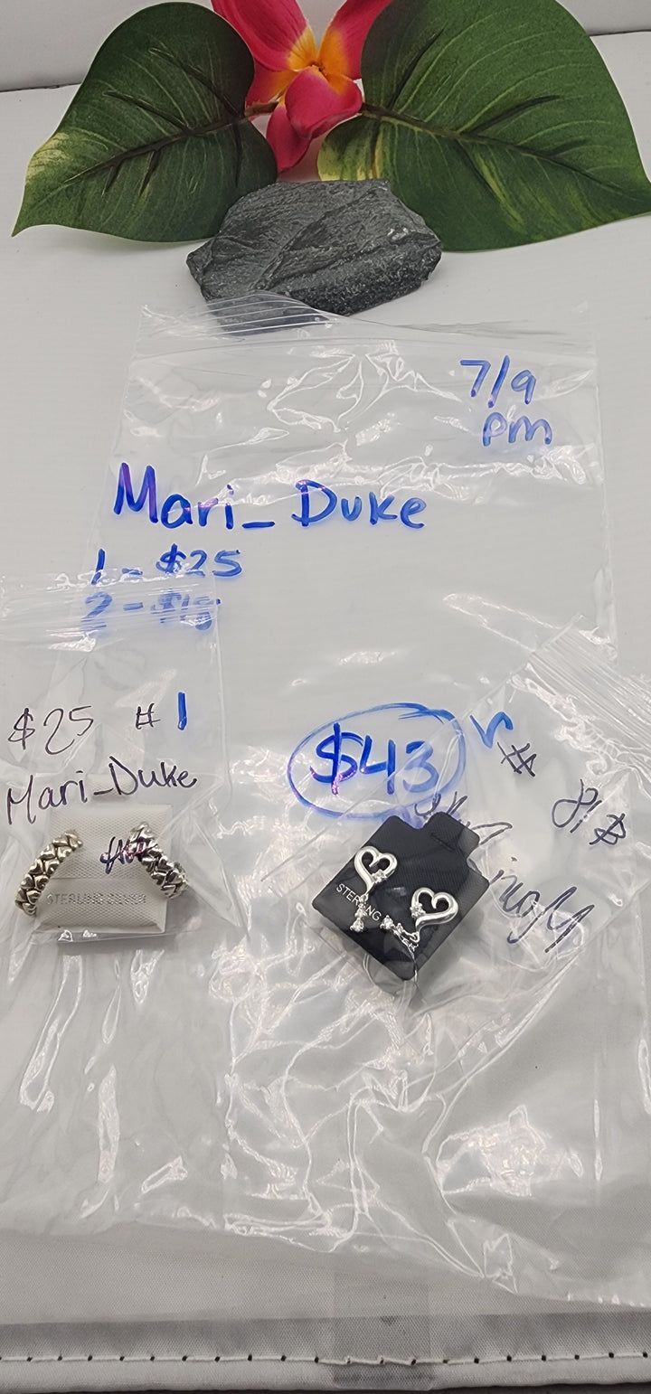 PM SHOW 48HR - RESERVED FOR: Mari_Duke - 7/9/2025 FL tiktok Live Show - 2 Sterling Silver Items