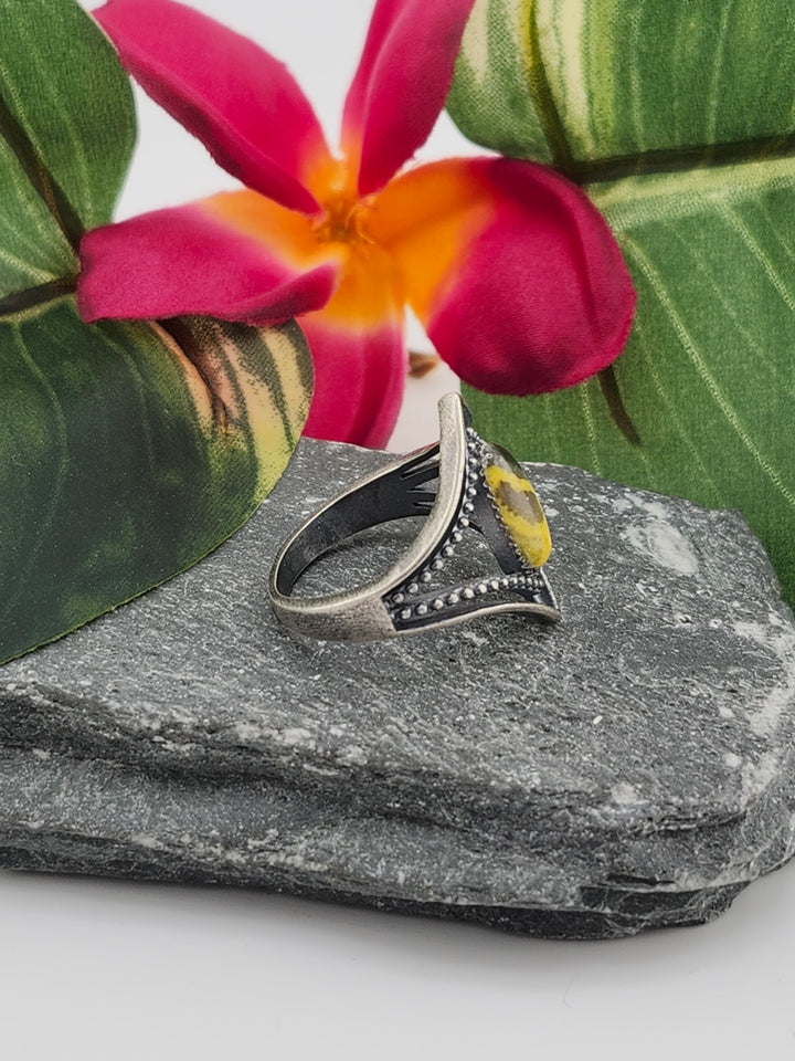 Oxidized Marquee Bumblebee Jasper Ring Size 8