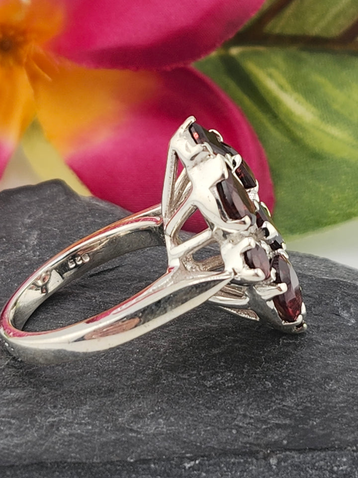 Cluster Garnet Ring Size 8