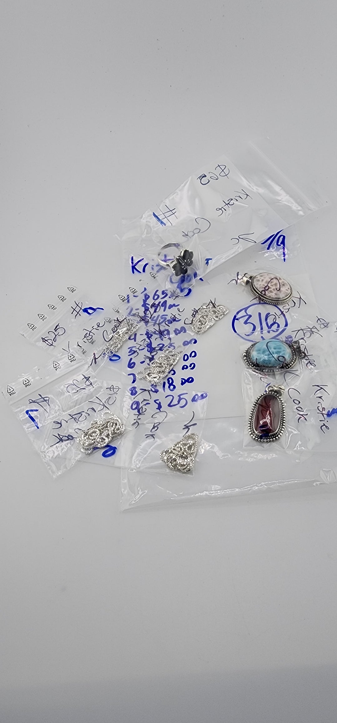 RESERVED FOR: Kristie Cook - 5/9/2025 tiktok Live Show - 9 Sterling Silver Items