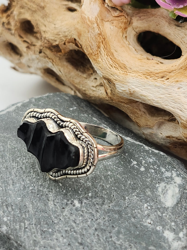 Black Onyx Bat Ring Size 8