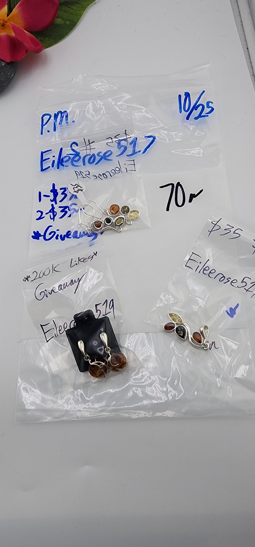 PM SHOW 48HR - RESERVED FOR: Eileerose517 - 10/25/2025 FL tiktok Live Show - 3 Sterling Silver Items