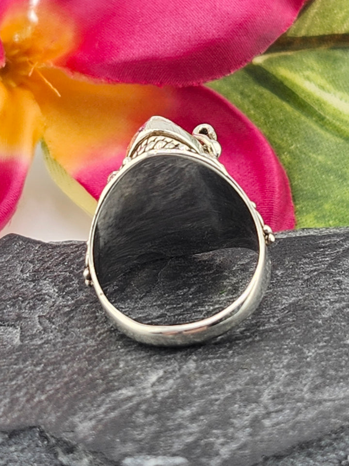 Blue Topaz and 925 Sterling Silver Locket Ring - Size 6