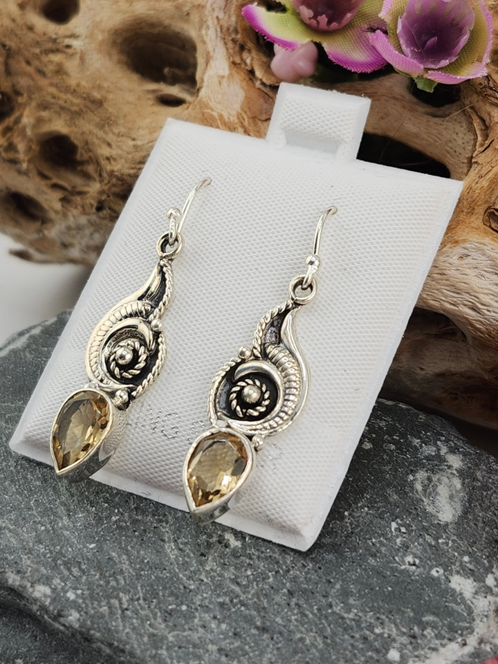 Citrine Teardrop Dangle Earrings