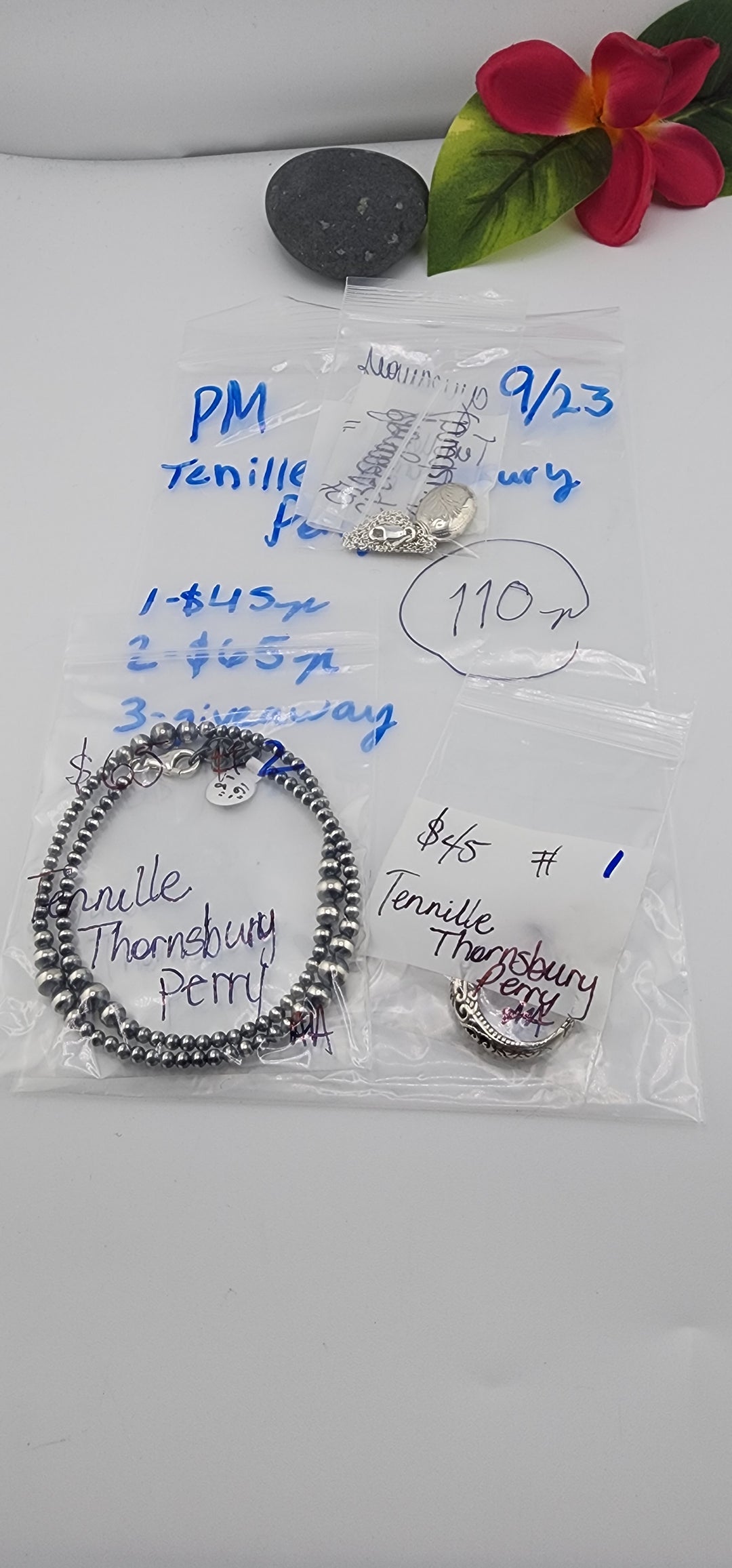 PM SHOW 48HR - RESERVED FOR: Tenille Thornsbury Perry - 9/23/2025 FL tiktok Live Show - 3 Sterling Silver Items