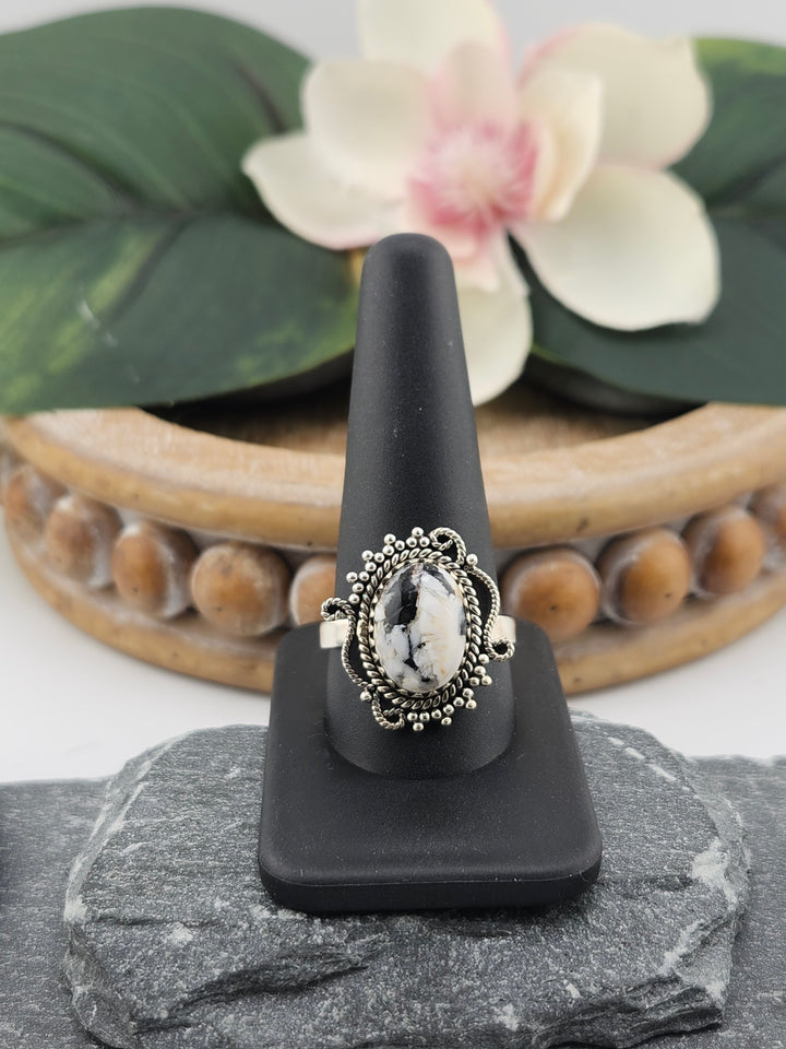 White Buffalo Oval Ring
