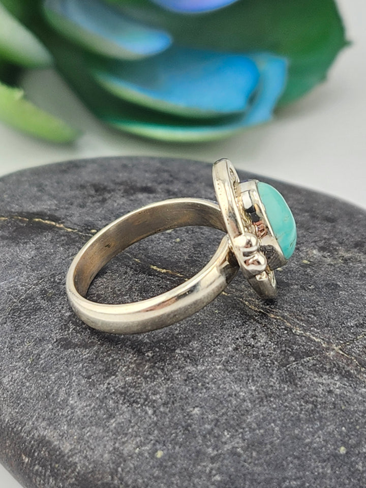 Kingman Turquoise and 925 Sterling Silver Ring - Size 6