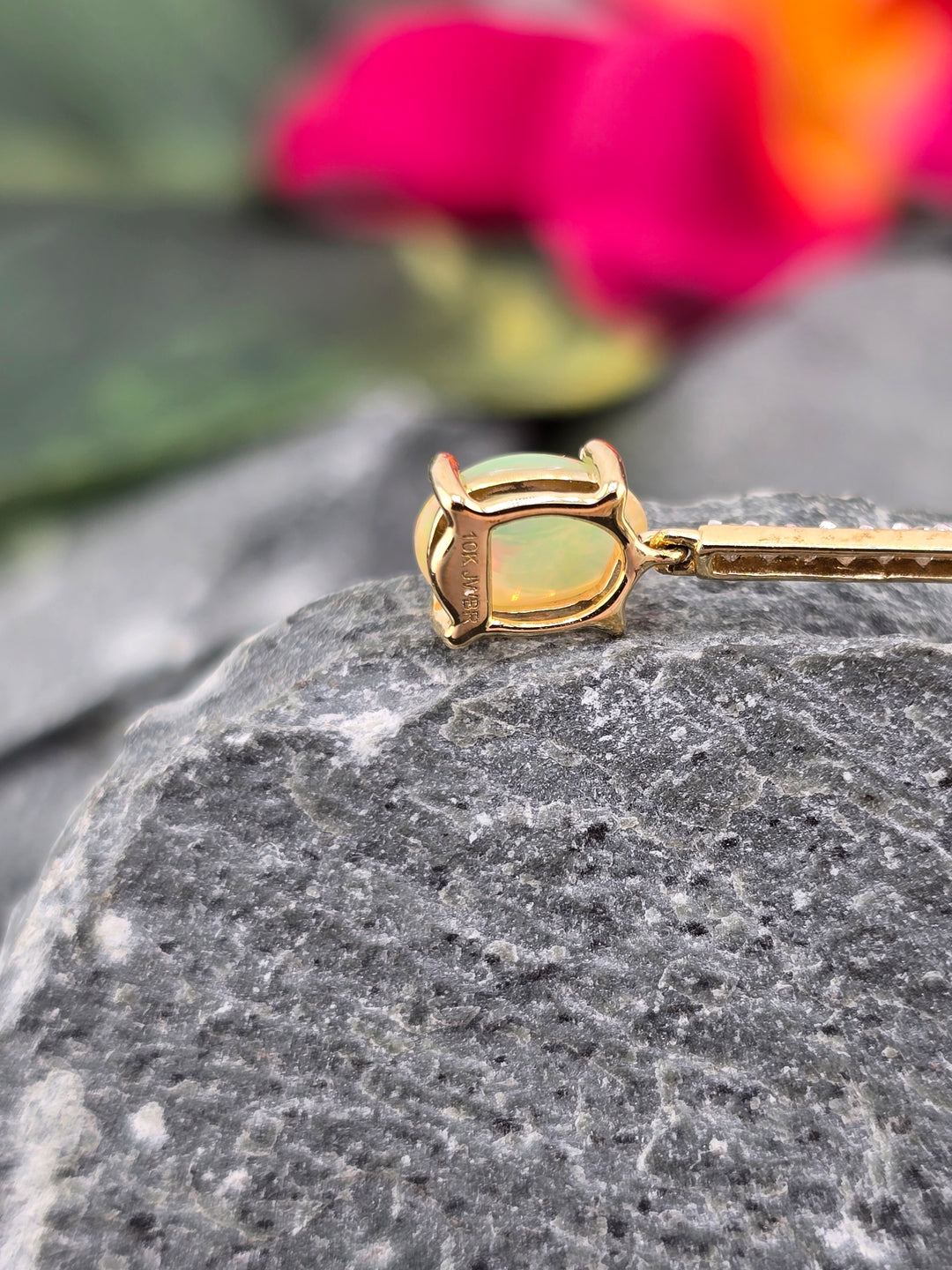 10K Gold Natural Ethiopian Opal & Natural Diamonds