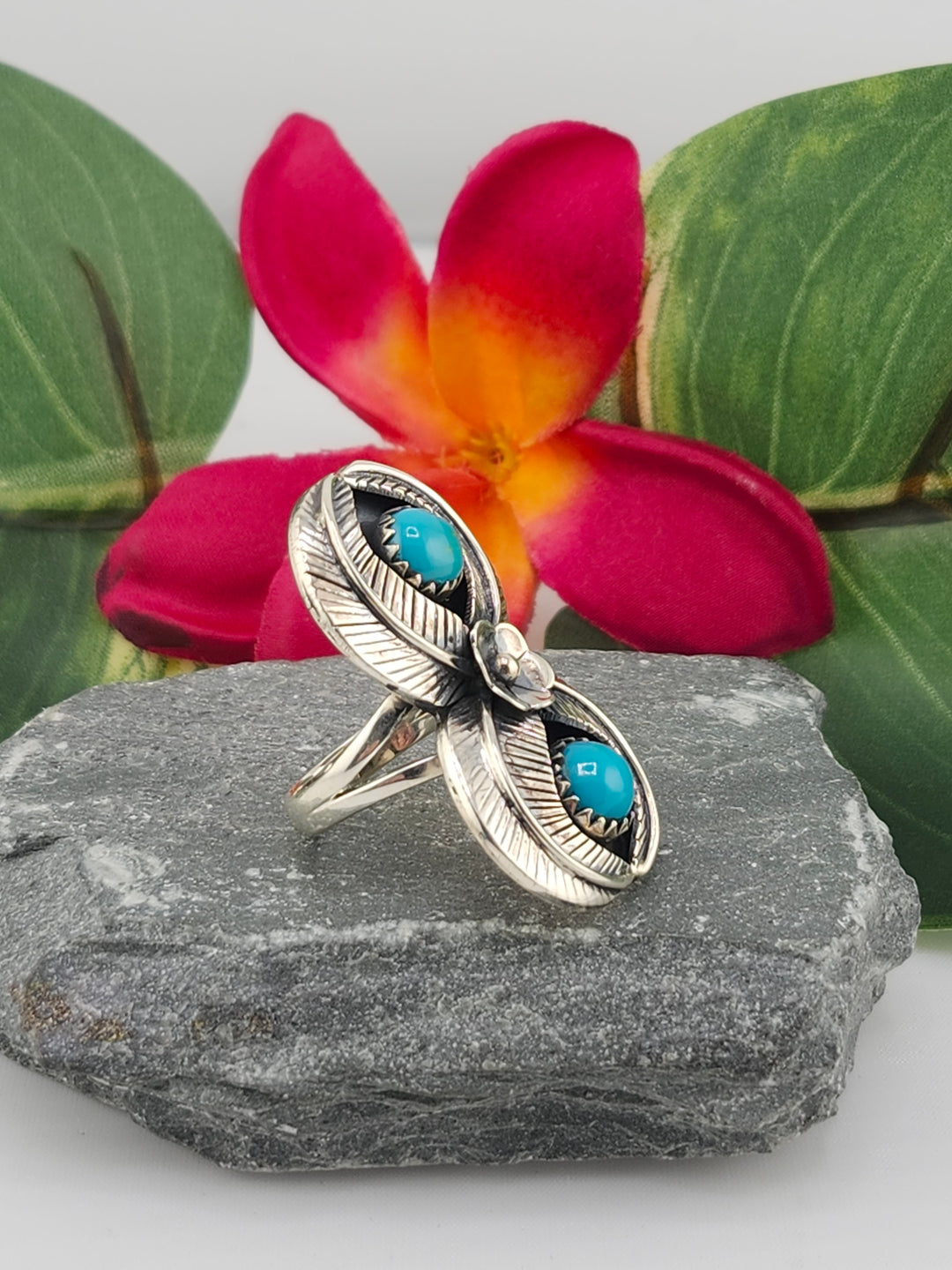 2 Stone Turquoise Ring Size 6