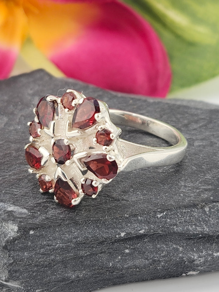 Cluster Garnet Ring Size 6
