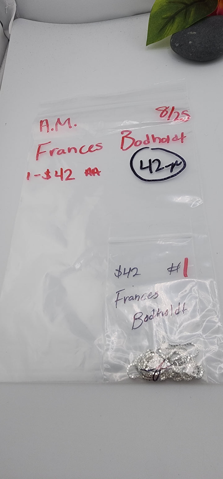 AM SHOW 48HR - RESERVED FOR: Frances Bodholdt - 8/25/2025 FL tiktok Live Show - 1 Sterling Silver Items