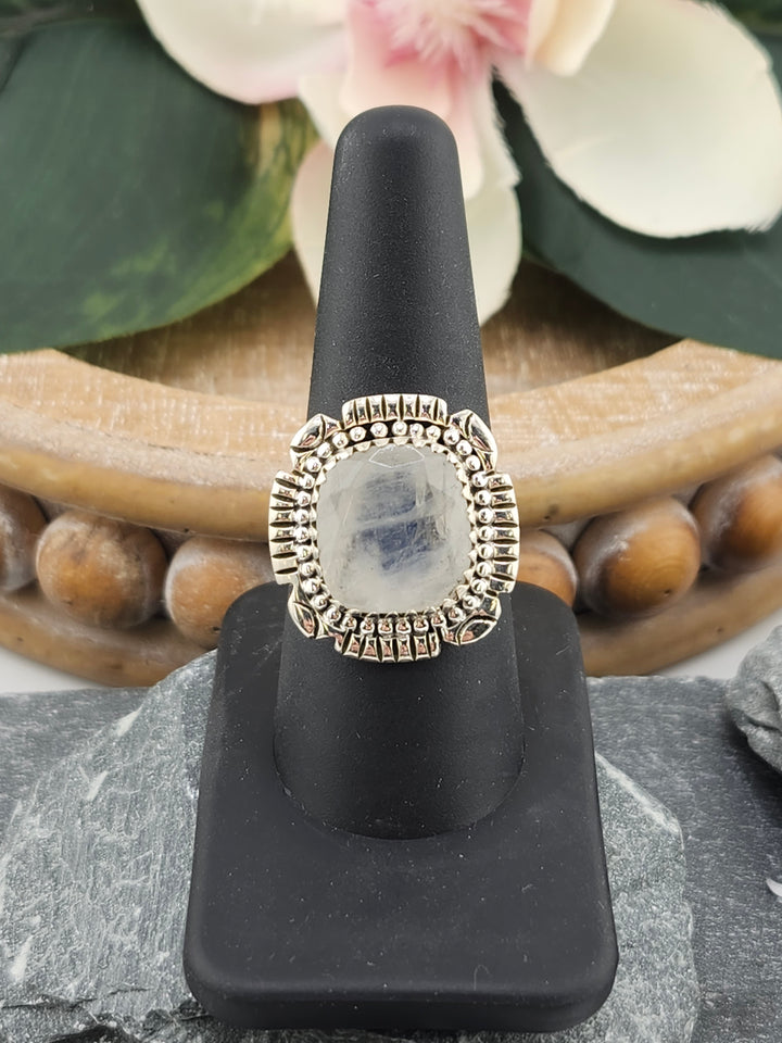 Faceted Moonstone Ring Size 9