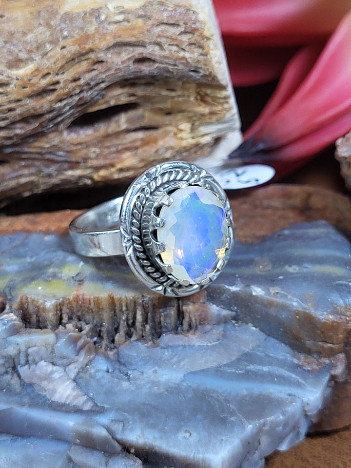 Natural Ethiopian Opal 925 Sterling Silver Ring - Size 6
