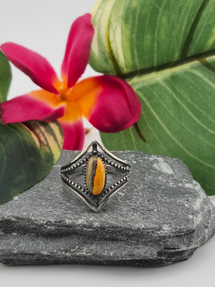 Oxidized Marquee Bumblebee Jasper Ring Size 9.5