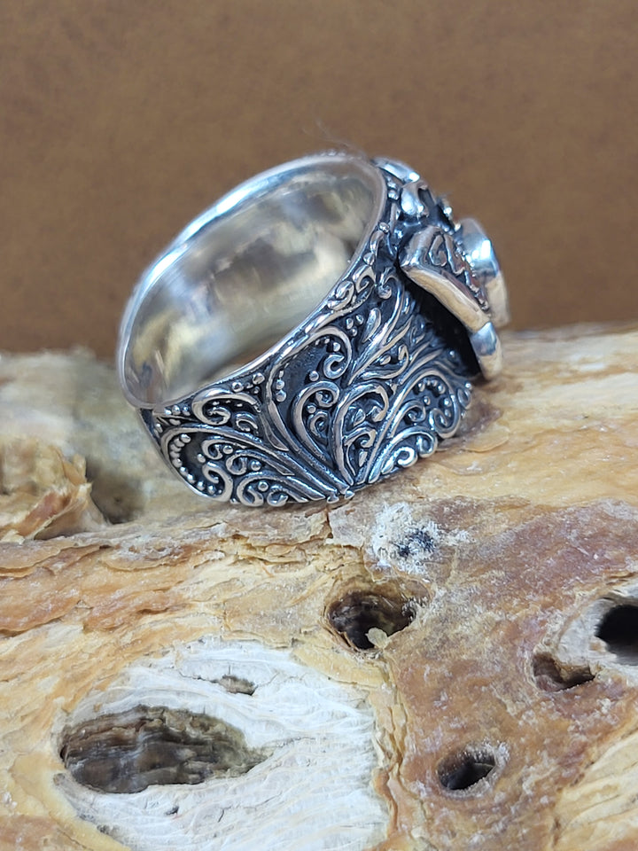 Natural Garnet with 18k Accent 925 Sterling Silver Butterfly Ring - Size 5