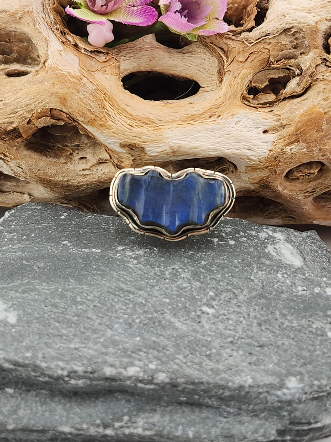 Blue Labradorite Bat Ring Size 6