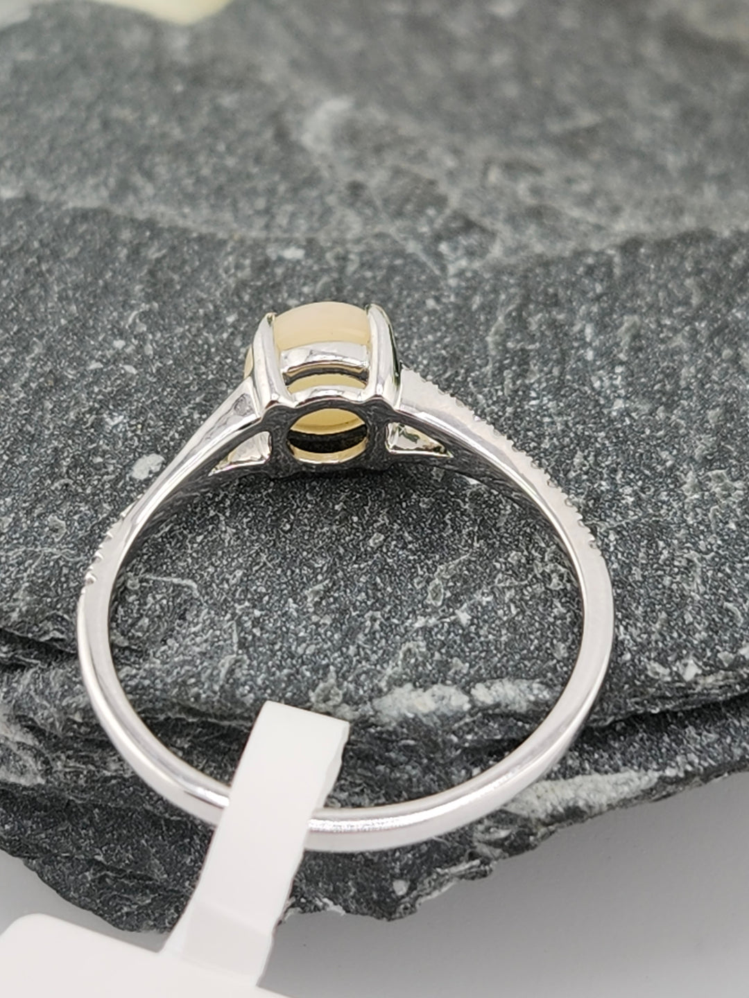 10K White Gold Diamond and Ethiopian Opal Ring