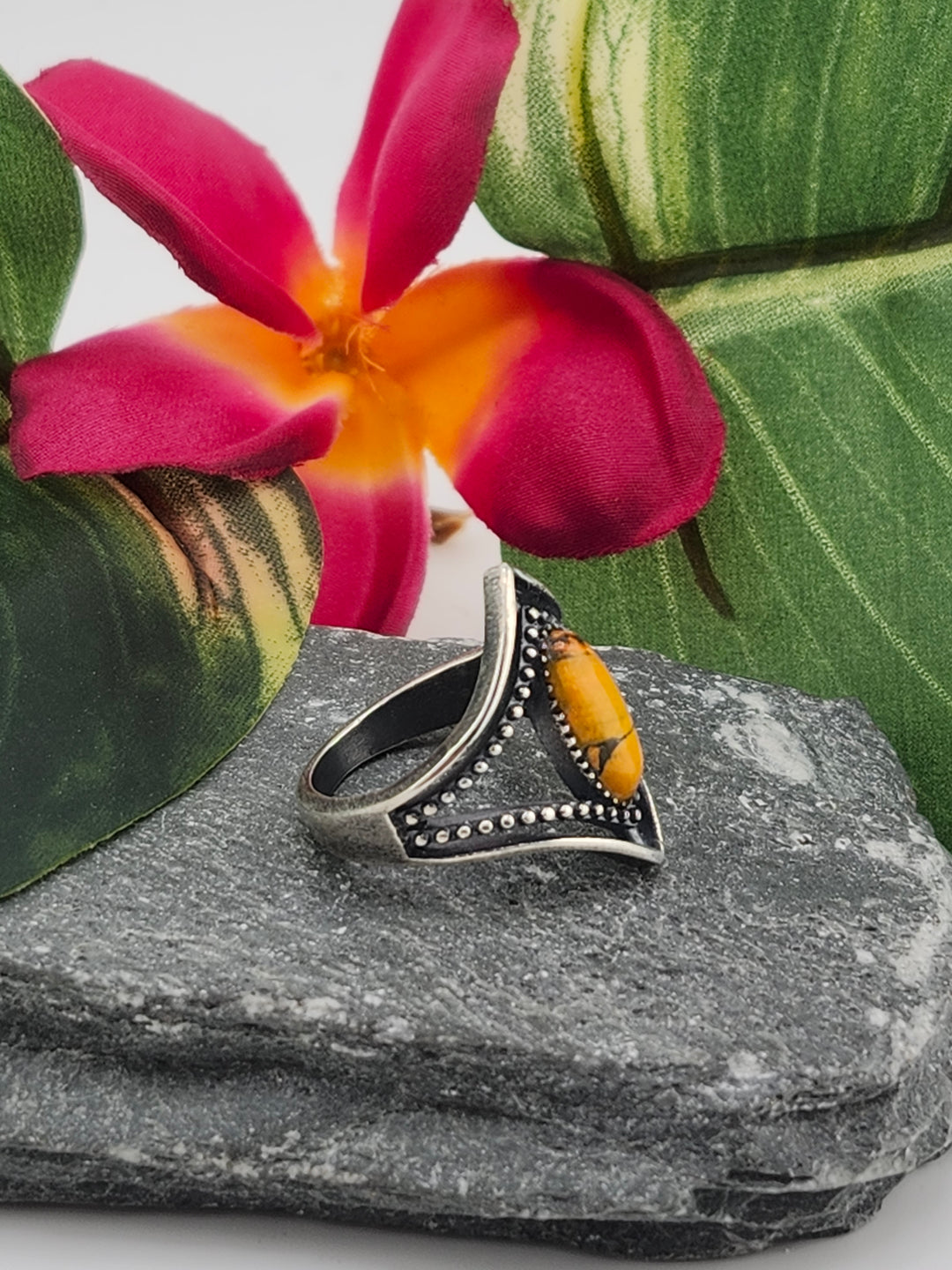 Oxidized Marquee Bumblebee Jasper Ring Size 7