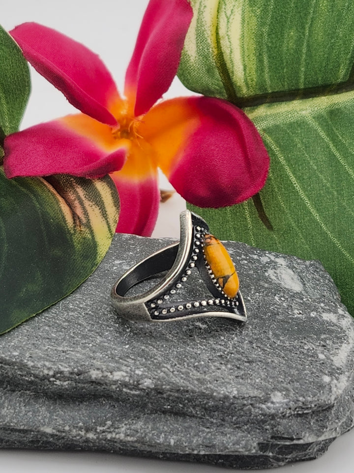 Oxidized Marquee Bumblebee Jasper Ring Size 7