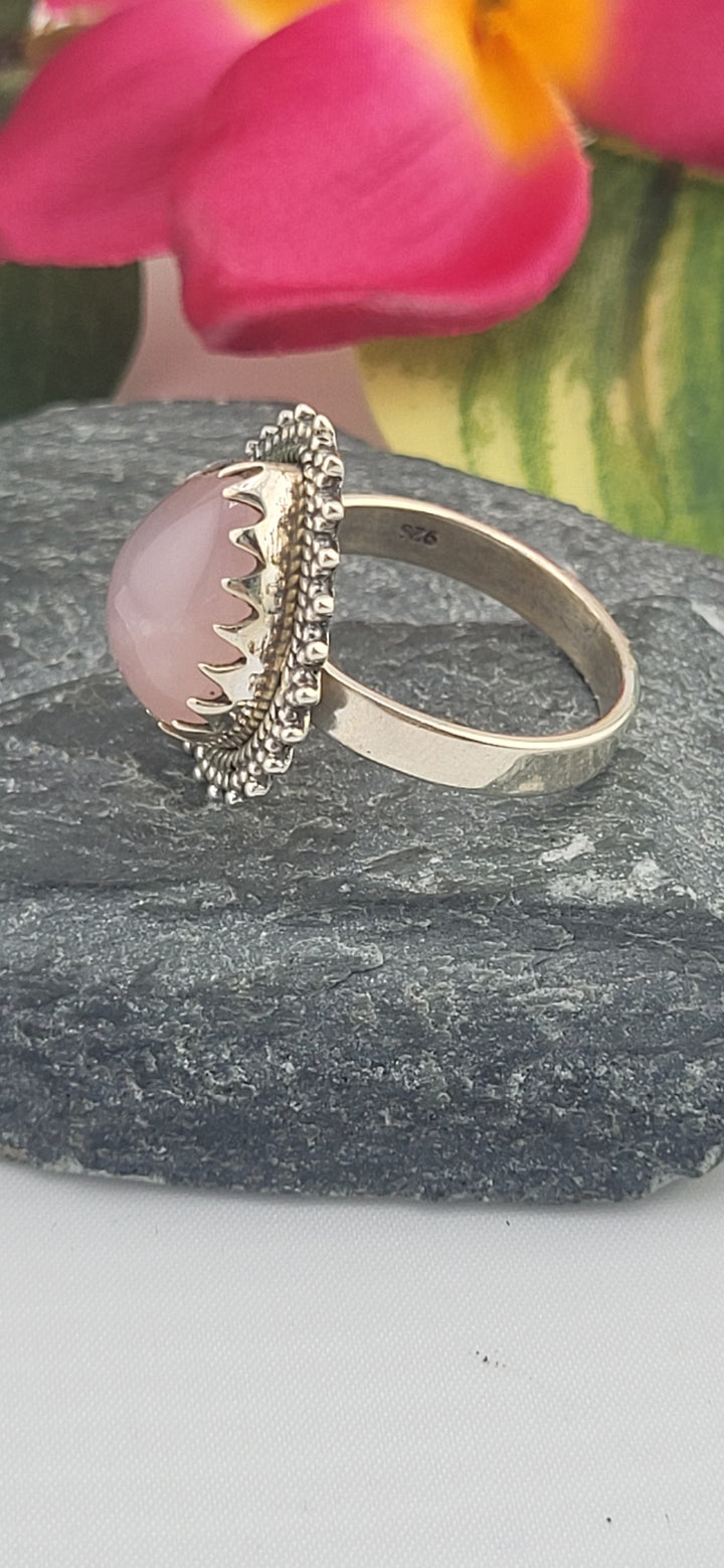 Morganite and 925 Sterling Silver Ring Size 8.5