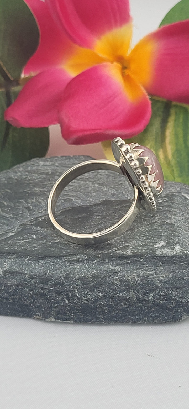 Morganite and 925 Sterling Silver Ring Size 9