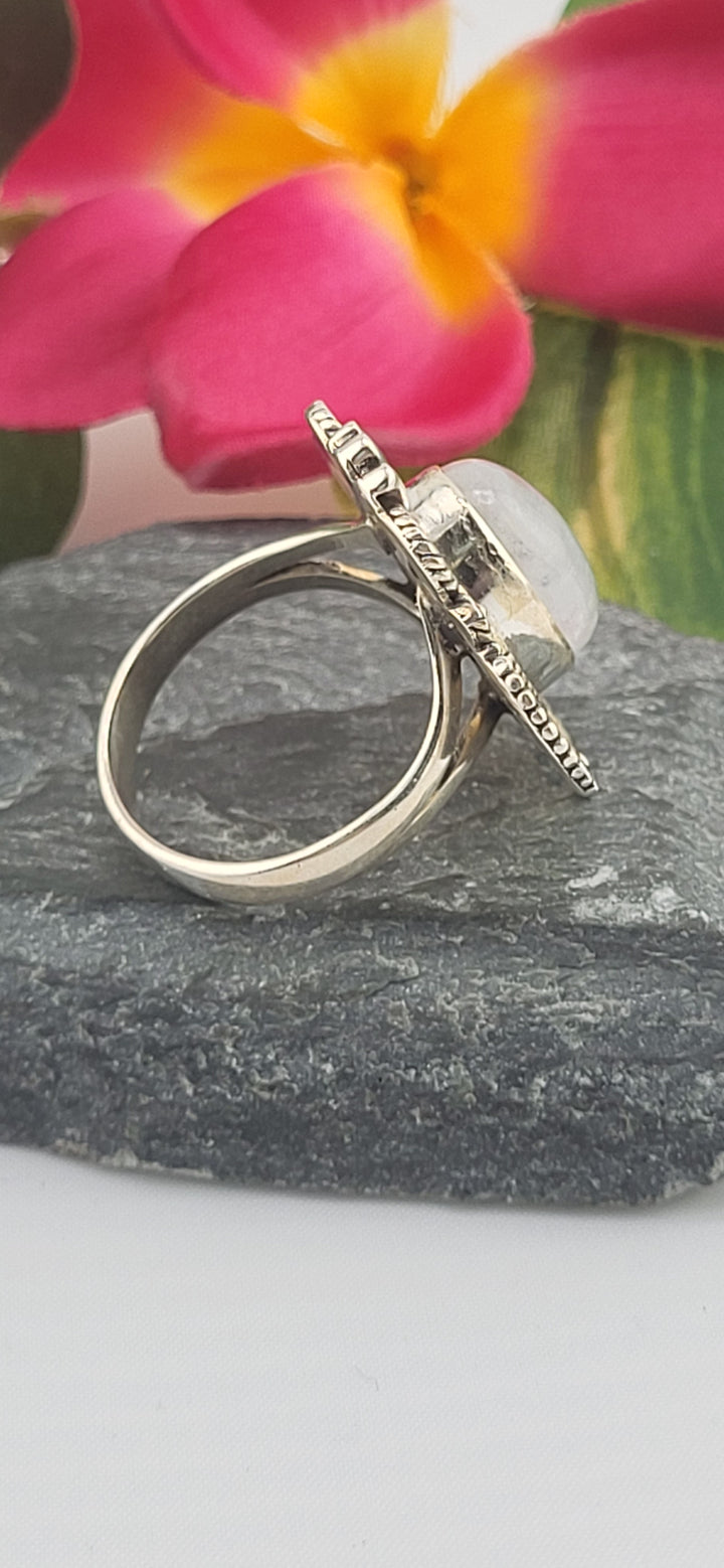Moonstone and 925 Sterling Silver Ring Size 9