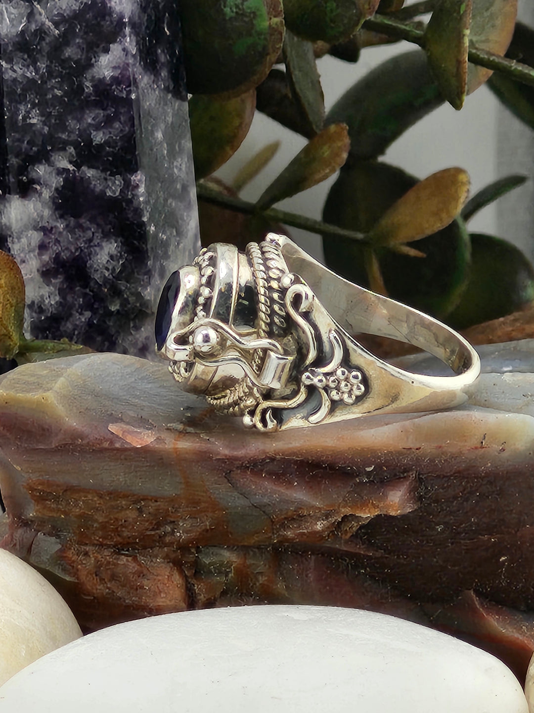 Sapphire & 925 Sterling Silver Lockett Ring Size 6¾