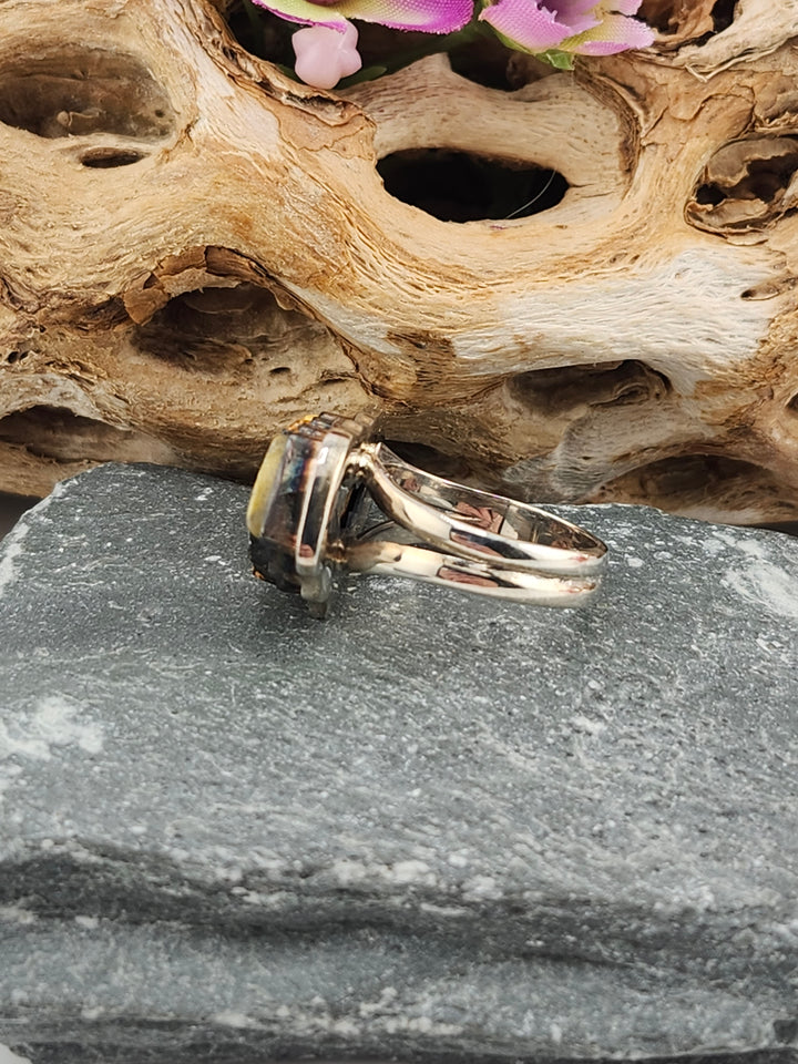 Bumblebee Jasper Bat Ring Size 6
