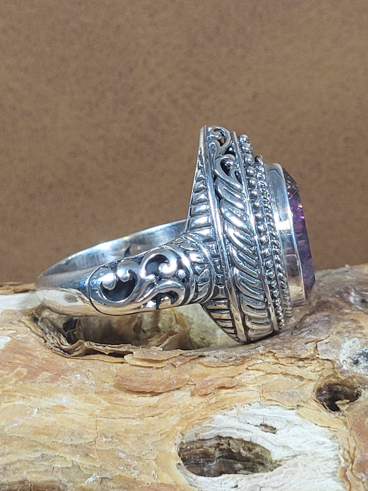 Mystic Quartz 925 Sterling Silver Ring - Size 8