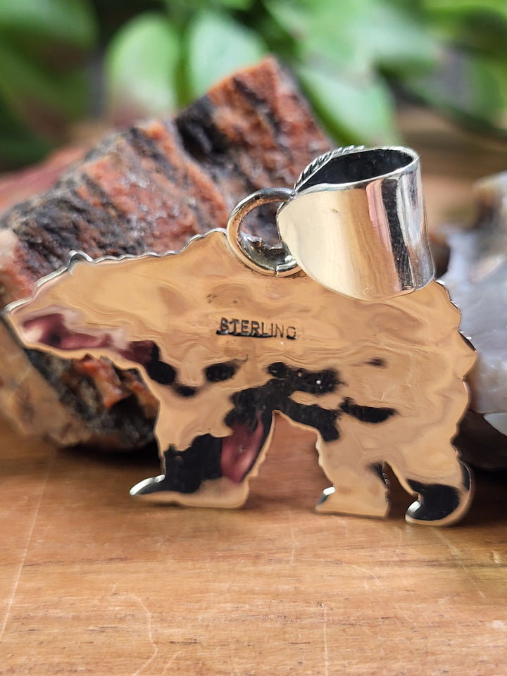 Natural Queen Conch Bear Pendant 925 Sterling Silver