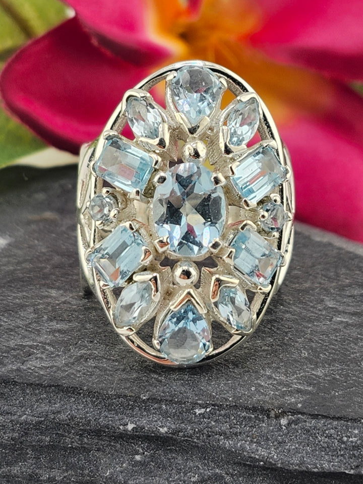 Cluster Topaz Ring Size 8