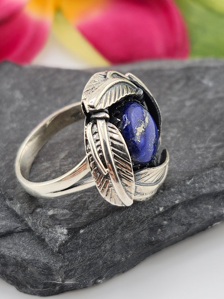 Lapis &amp; 925 Sterling Silver Ring Size 8