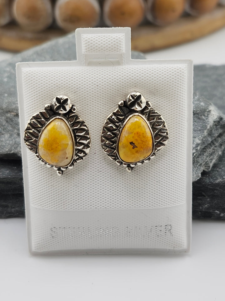 Bumblebee Jasper PostBack Earrings