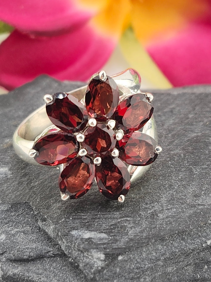 Cluster Garnet Ring Size 10