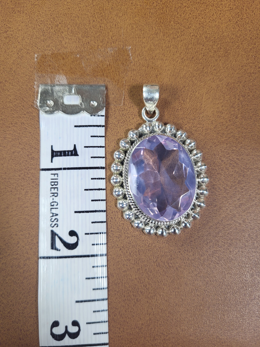 Natural Lavender Quartz 925 Sterling Silver Pendant - 1 3/4"