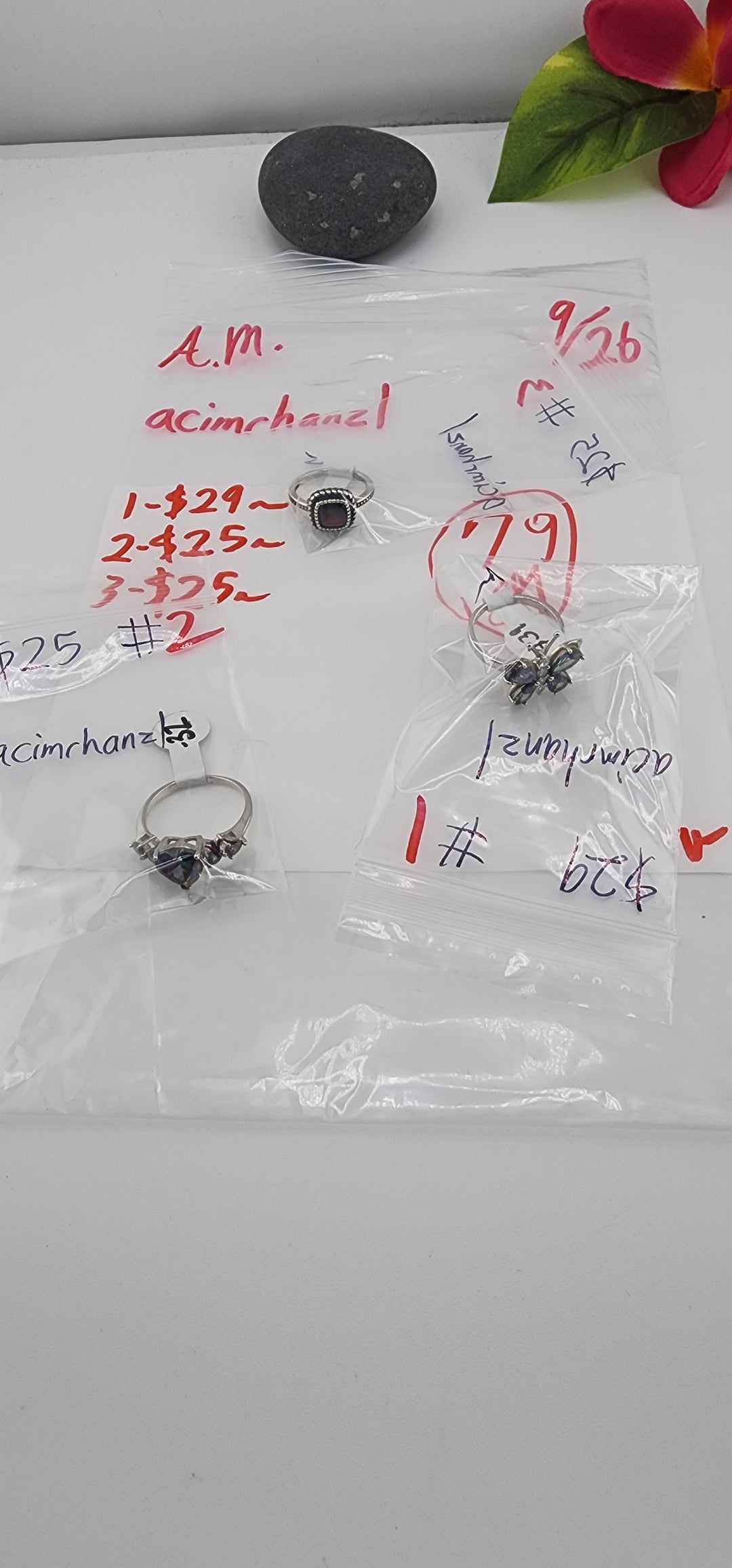 AM SHOW 48HR RESERVED FOR: acimrhanzl - 9/26/2025 FL tiktok Live Show - 3 Sterling Silver Items