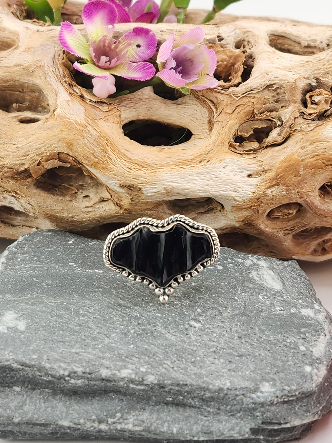 Black Onyx Bat Ring Size 5