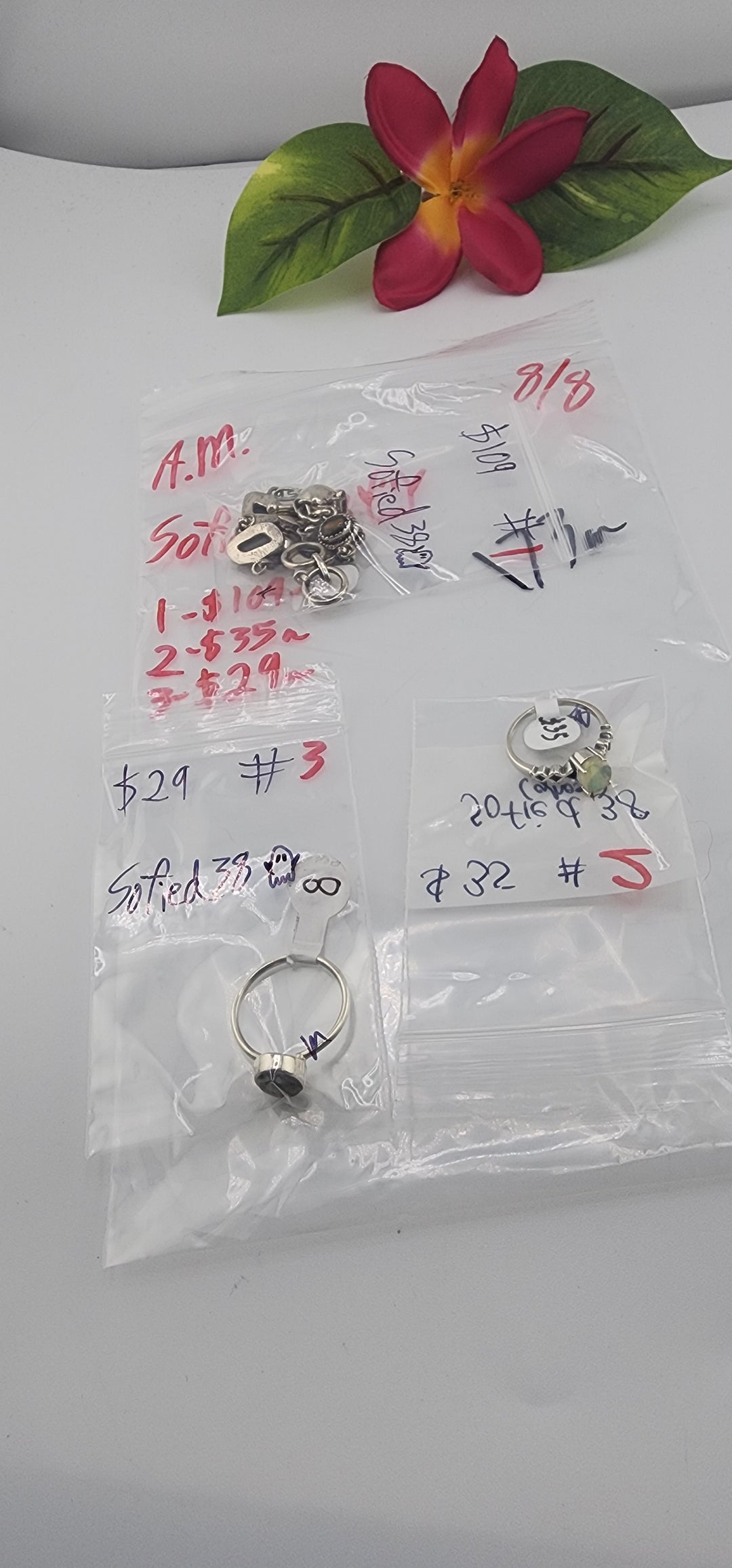 AM SHOW 48HR - RESERVED FOR: Sofied38👻 - 8/8/2025 FL tiktok Live Show - 3 Sterling Silver Items